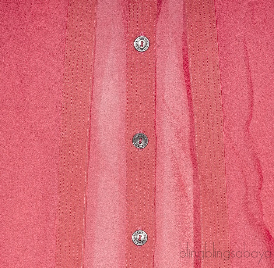 Coral Silk Long Sleeve Shirt