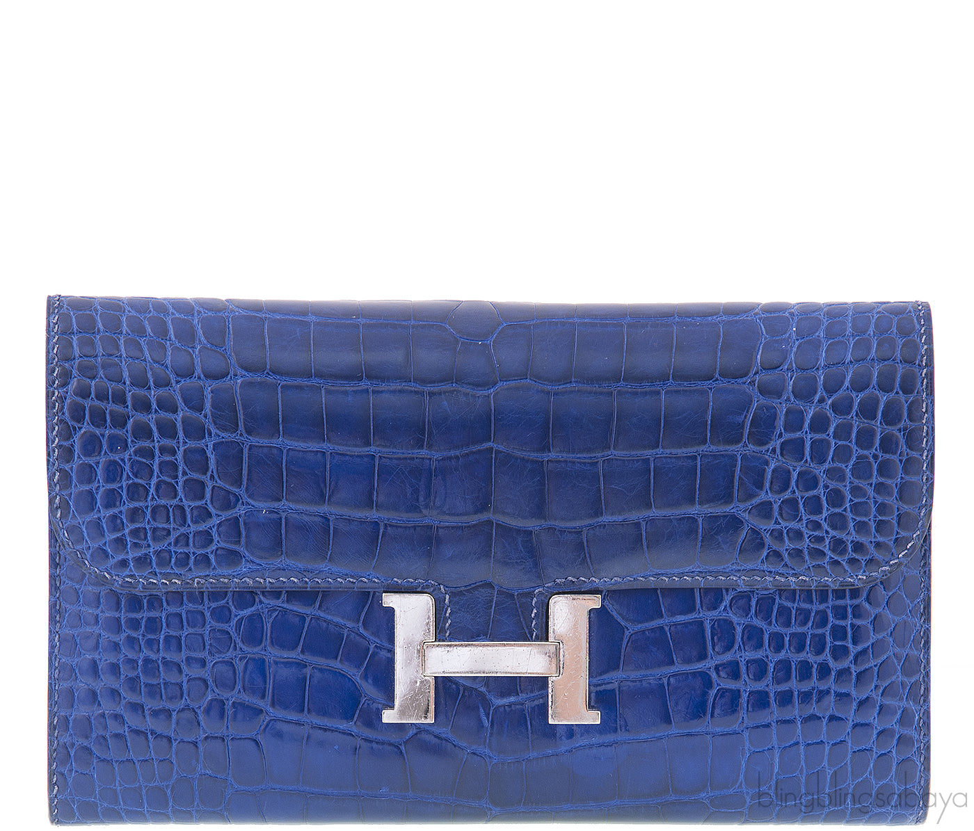 Constance Bleu Electrique Croc Wallet