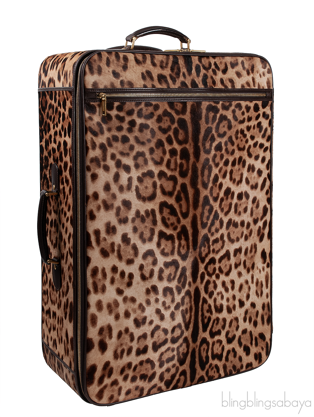 Leopard Pony Hair Large Luggage Trolley