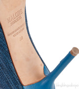 Malone Souliers Denim Pointed Toe Slingback Heels