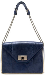 Sally Navy Blue Python Shoulder Bag