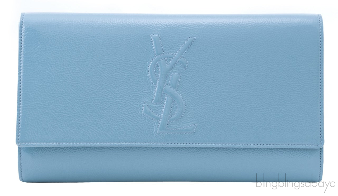 Sky Blue Patent Leather Clutch