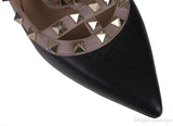 Black Matte Rockstud Flat Ballerina