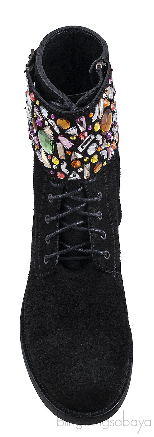 Jewelled Suede Ankle Boots