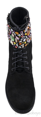 Jewelled Suede Ankle Boots