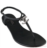 Black T-strap Thong CC Sandals