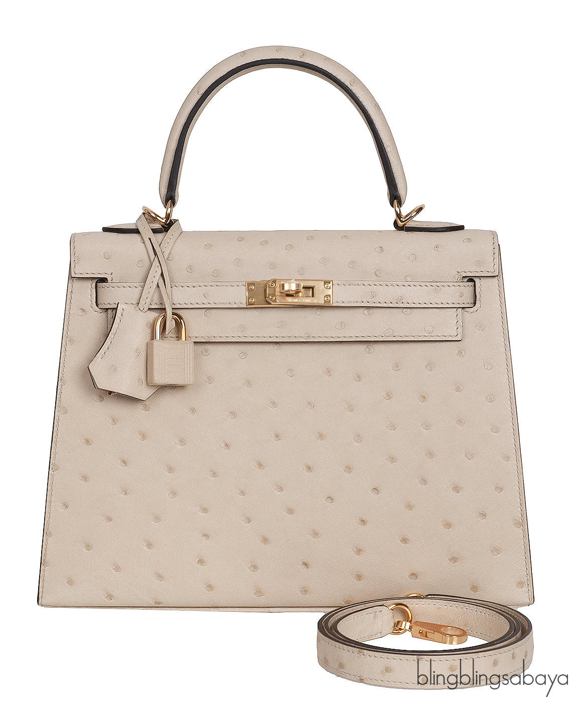Kelly 25 Parchemin Ostrich GHW