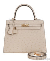 Kelly 25 Parchemin Ostrich GHW