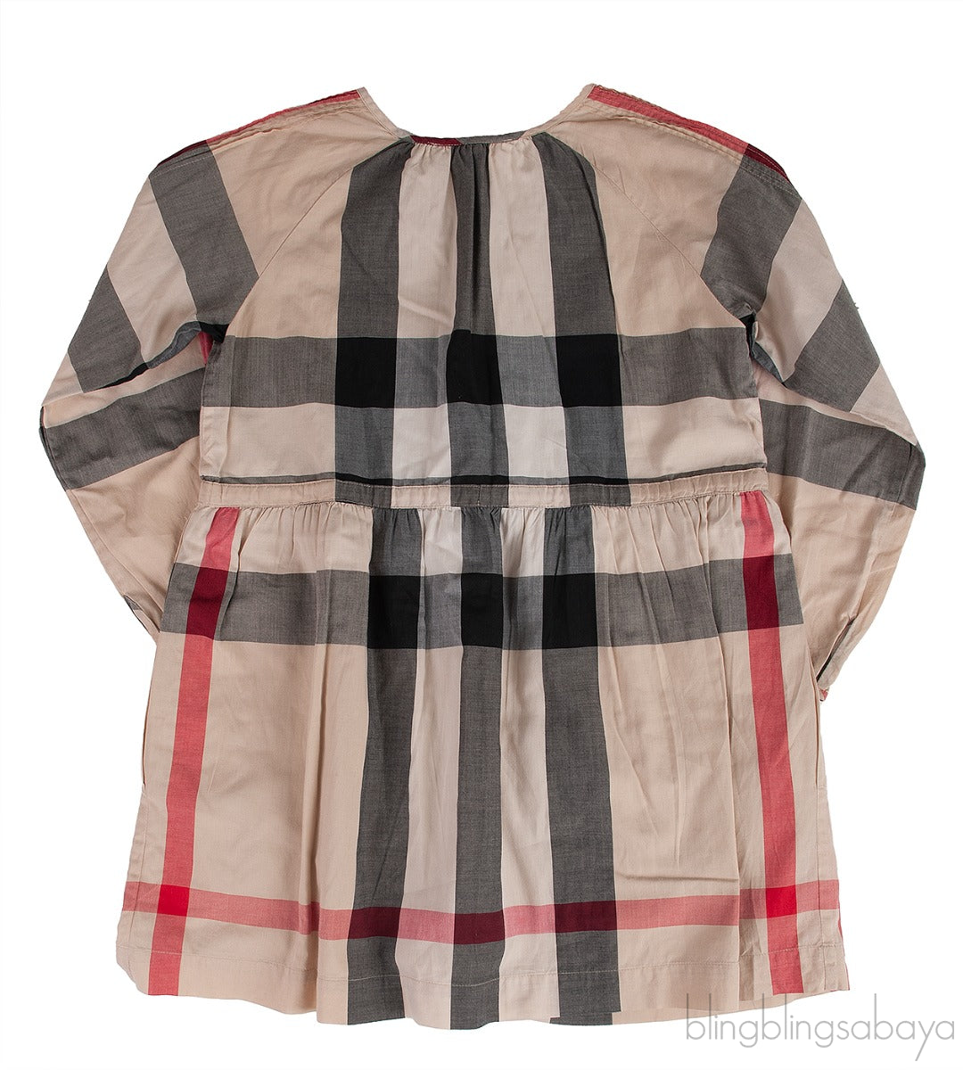 Brown Checkered Long Sleeve Kids Dress