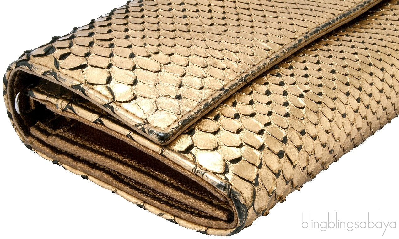 Gold Snakeskin Wallet on Chain