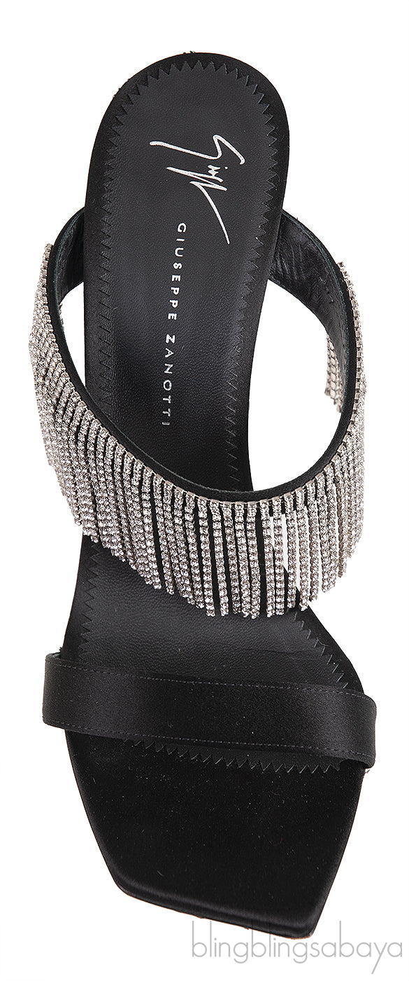 Giuseppe Zanotti Black Satin Crystal Prince Slide