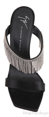 Giuseppe Zanotti Black Satin Crystal Prince Slide