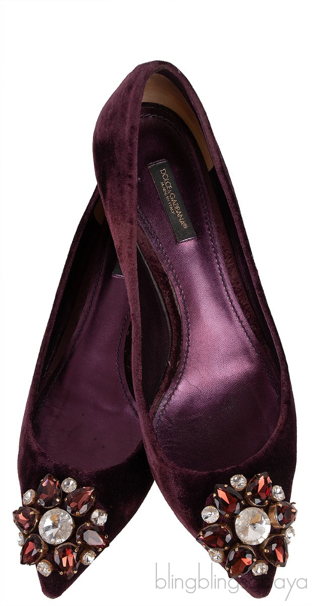 Dark Purple Velvet Mini Kitten Heels