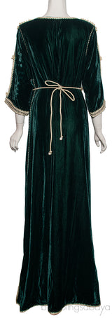 Emerald Green Velvet Crystal Jalabiya