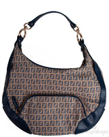 Fendi Blue FF Printed Canvas Hobo