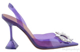Purple Begum Crystal-embellished PVC Slingback