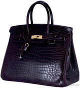 Birkin 35 Patent Prune Crocodile