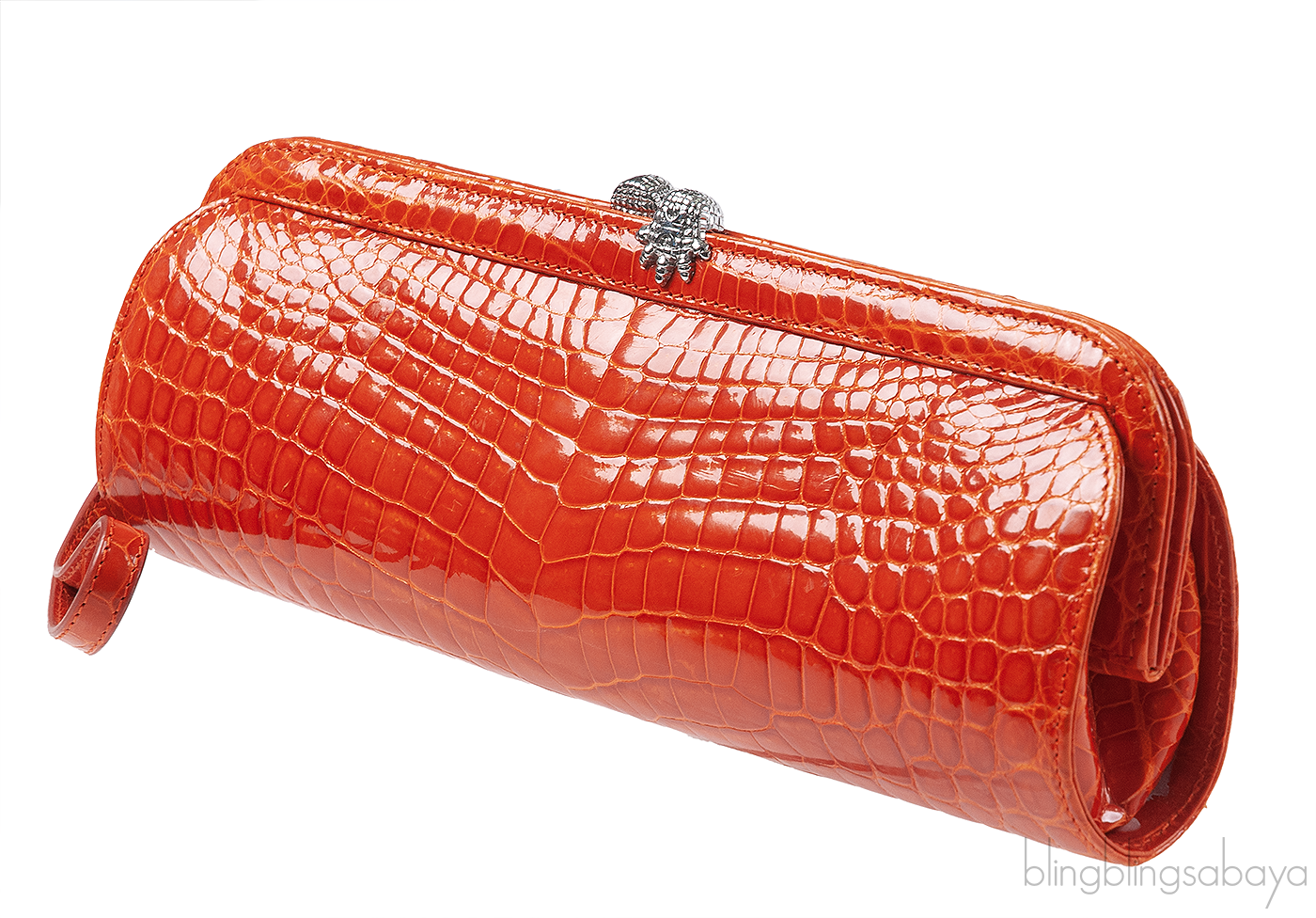 KWANPEN KP Homage Orange Trace Crocodile Long Clutch