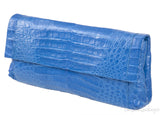 Blue Crocodile Fold-over Clutch Bag