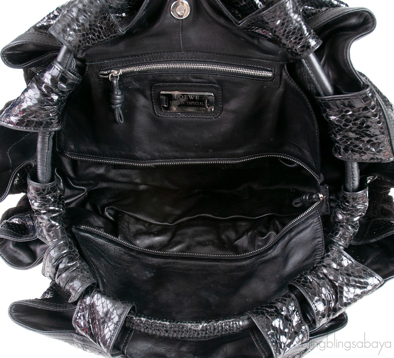 Black Python and Mink Fur Bag