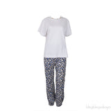 White T-Shirt and Monogram Print Trouser