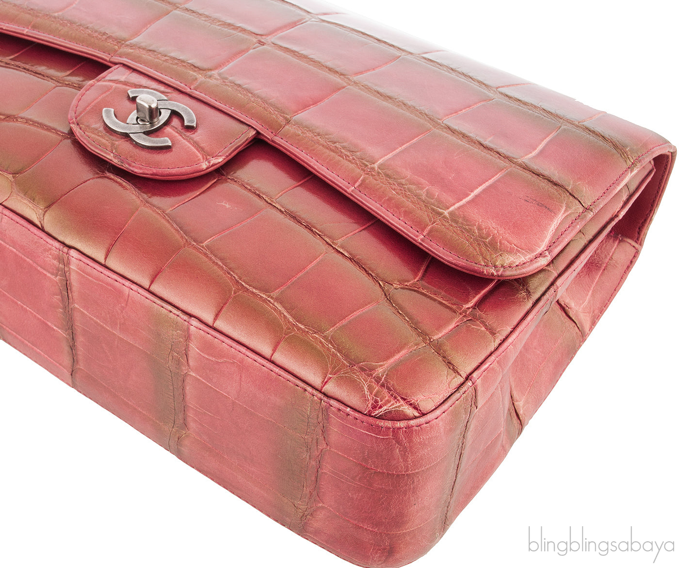 Red Brick Metallic Gold Crocodile