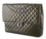 2.55 Olive Green Patent Quilted Flap XL