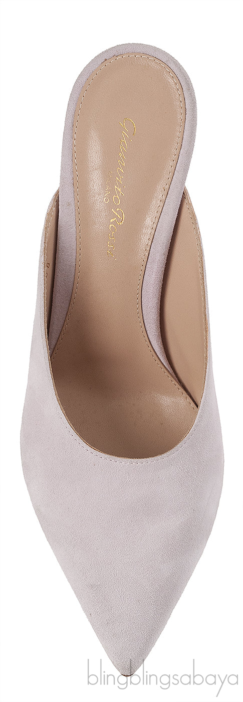 Off White Suede Pointed Toe Mule