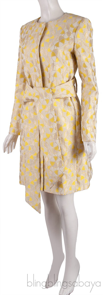 Yellow Lurex Belted Coat