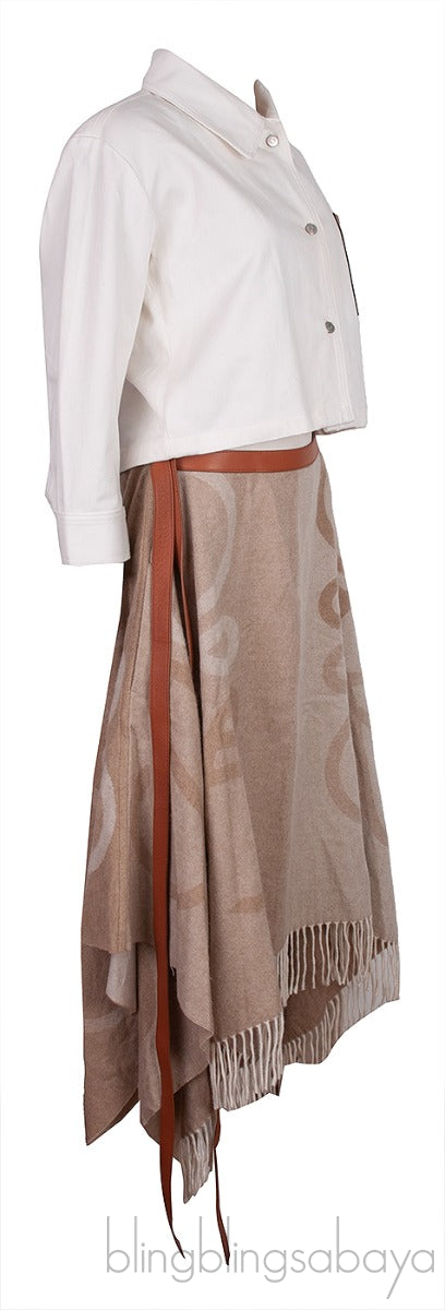 White Denim Cotton Jacket & Anagram Blanket Skirt