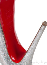 Glitter Silver Peep Toe Heels