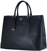 Black Saffiano Double Zip Large Tote
