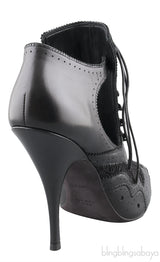 Black Lace Up Pointed Toe Booties