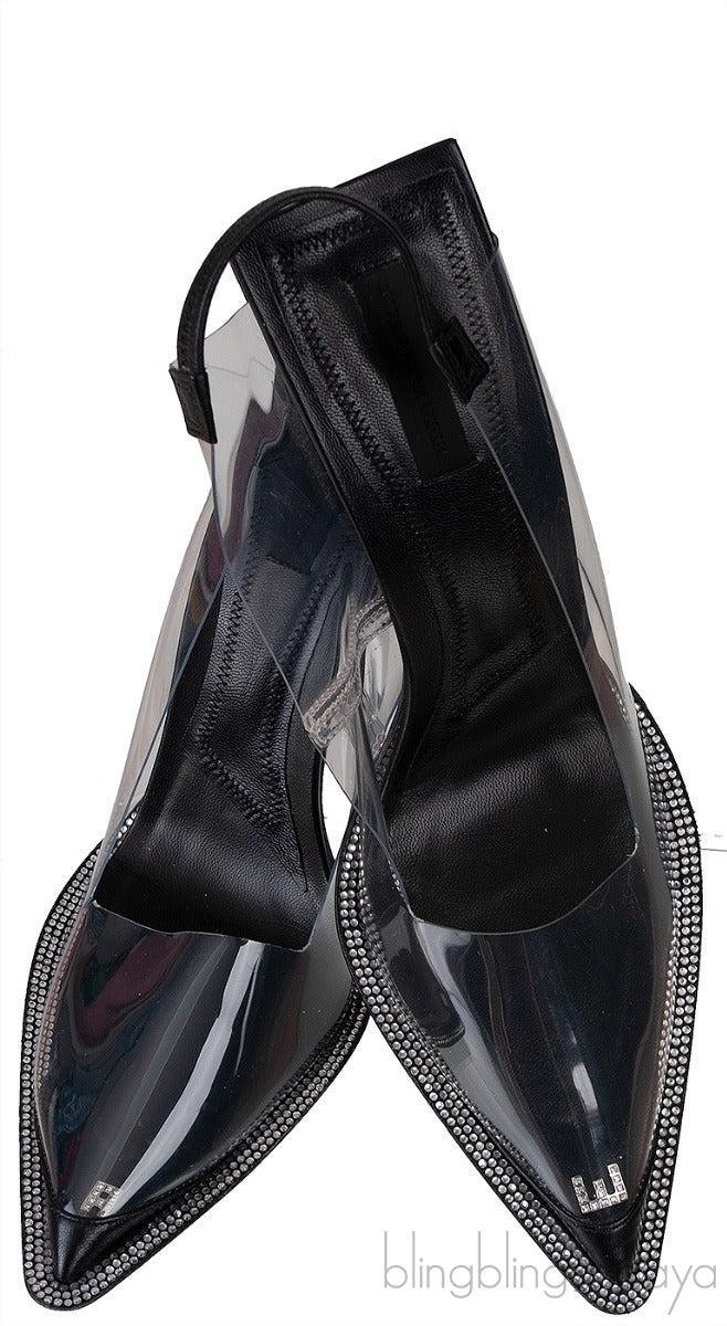 Black Marlow PVC Slingback Pumps