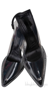 Black Marlow PVC Slingback Pumps