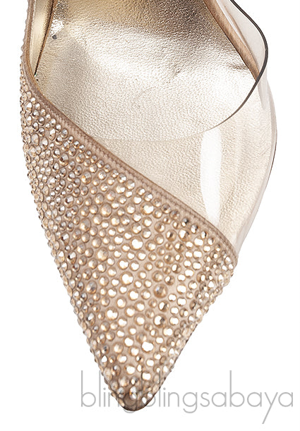 Gold Crystal PVC Heels
