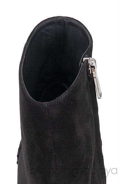 Balmain Black Pointed Toe Suede Ankle Boots