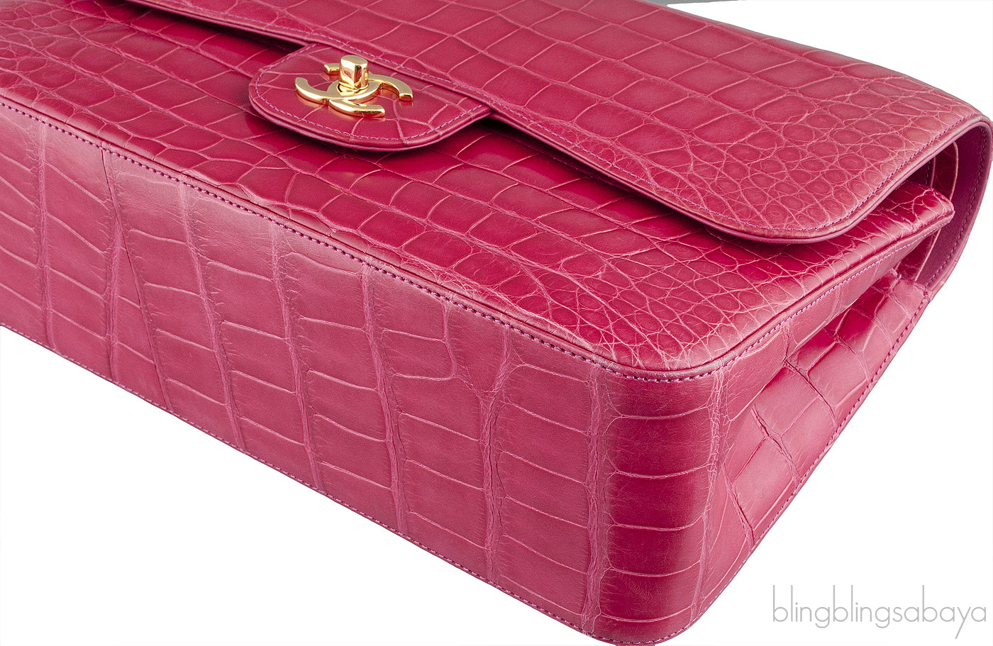Fuchsia Crocodile Jumbo Flap Bag