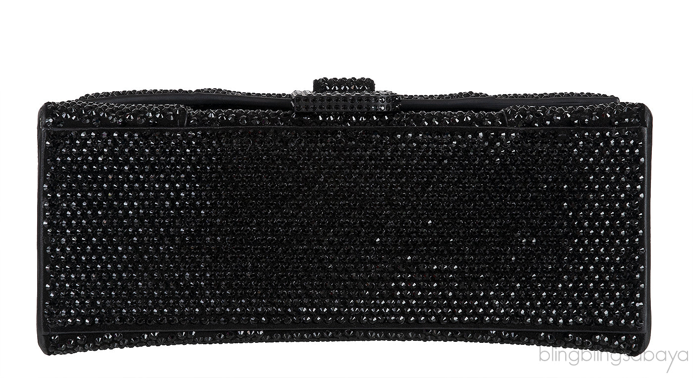 Hourglass XS Black Rhinestone Suede Calfskin