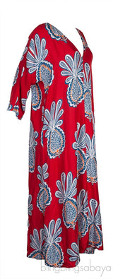 Red Printed Kaftan Dress