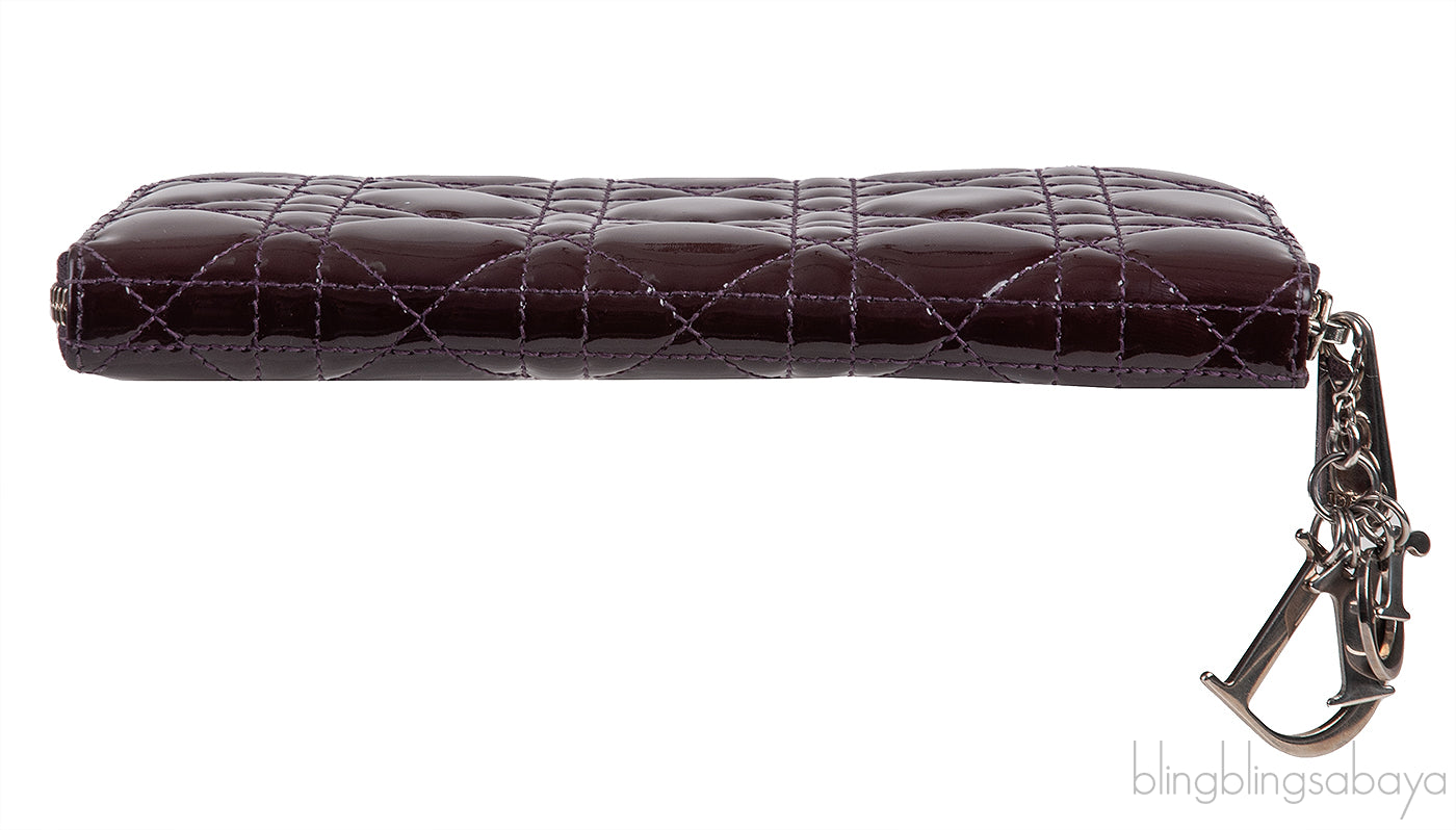 Dior Plum Cannage Patent Continental Wallet