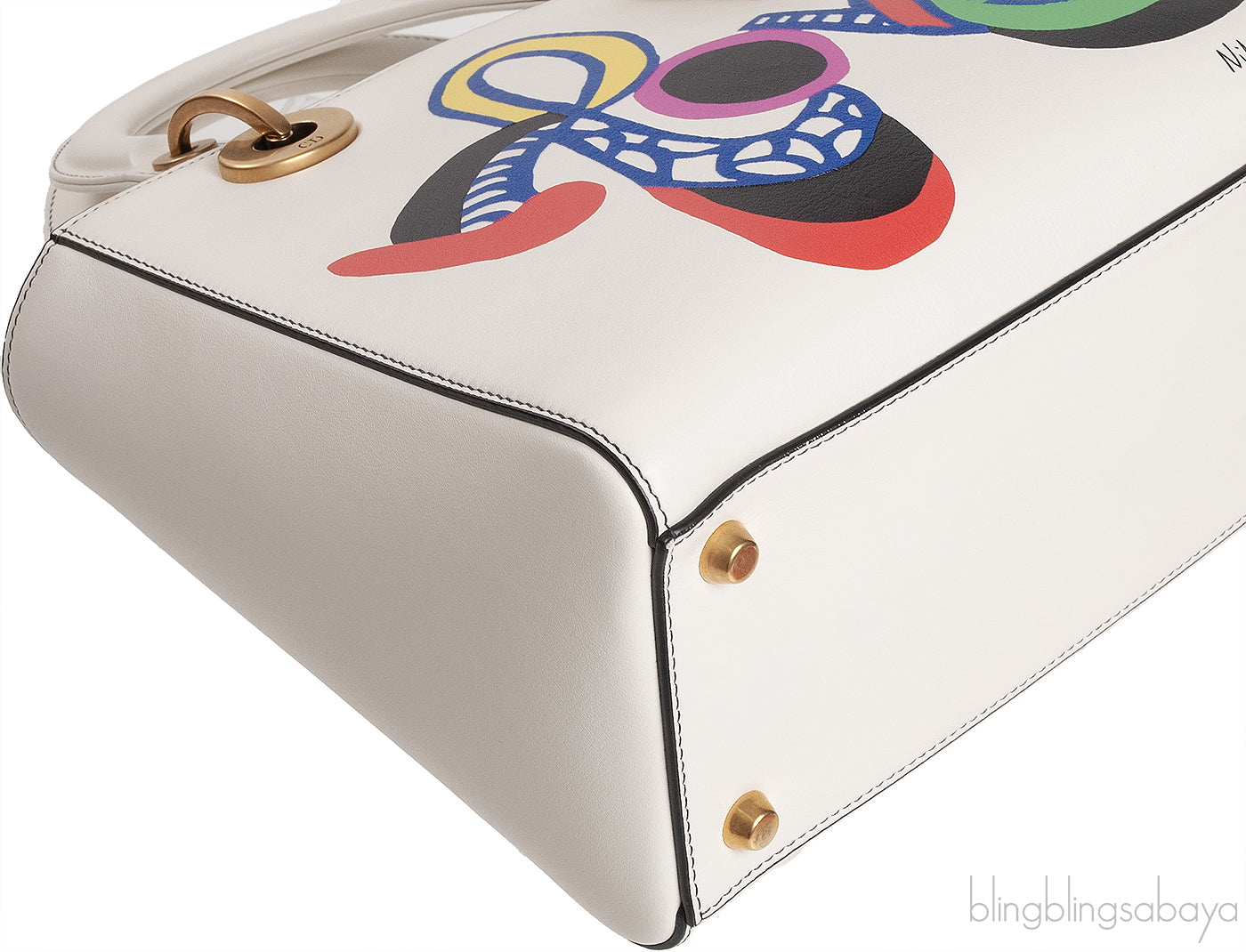 Off-White Lady Dior Calfskin Niki De Saint Phalle Love Medium Supple Bag