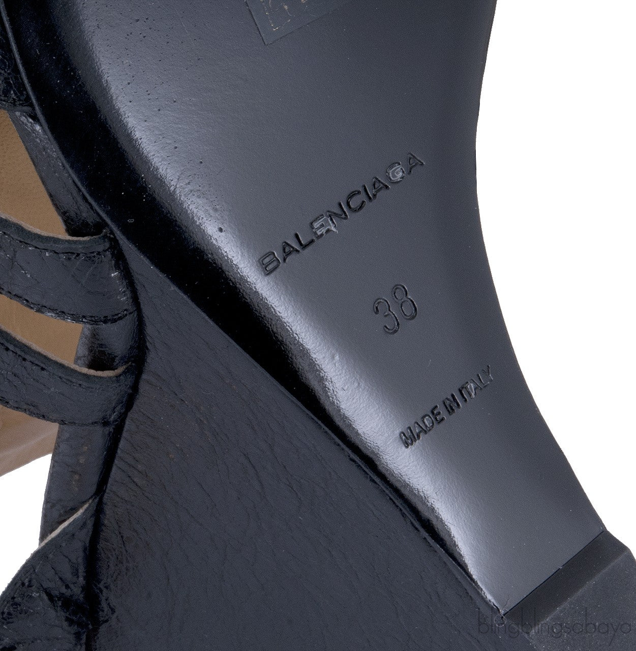 Black Leather Studded Wedge