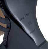 Black Leather Studded Wedge