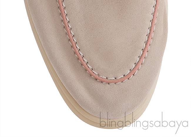 Loro Piana Babouche Charms Walk Loafers Beige Pink Mules