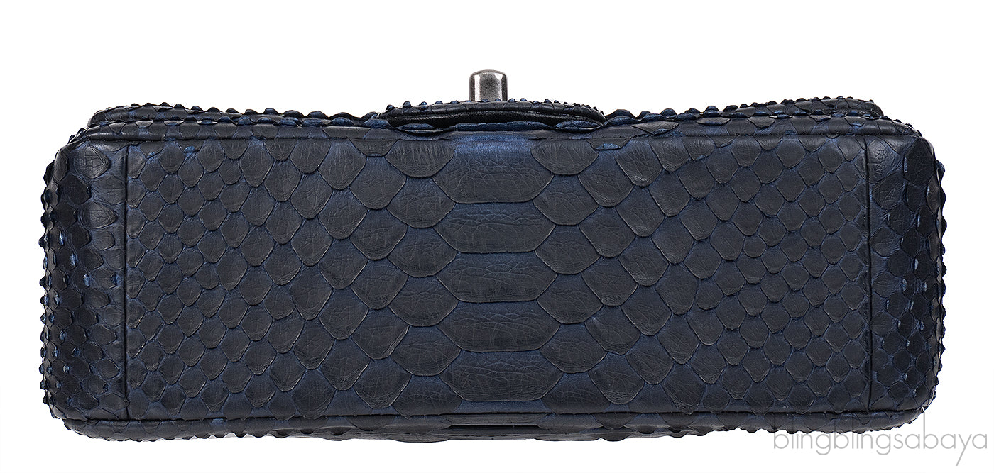 Chanel Black/Blue Python Mini Flap bag RHW