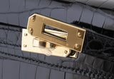 Kelly 20 Black Mini Sellier Crocodile Lisse GHW