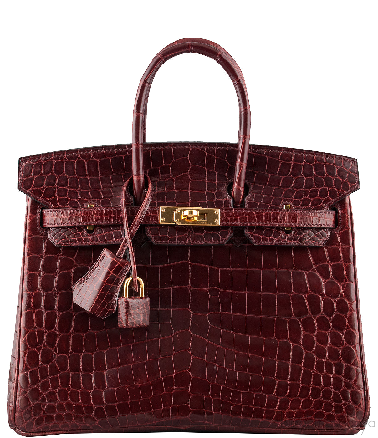 Birkin 25 Bordeaux Crocodile GHW