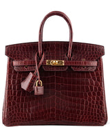 Birkin 25 Bordeaux Crocodile GHW
