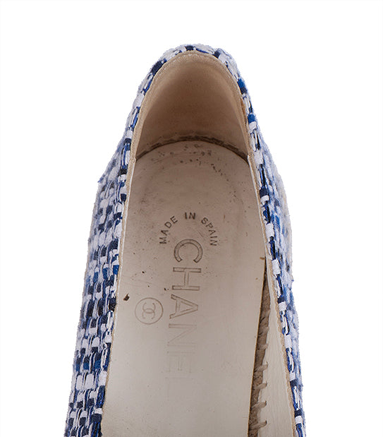 Chanel Blue CC Tweed Espadrille 41